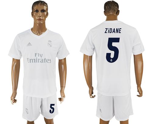 Real Madrid #5 Zidane Marine Environmental Protection Home Soccer Club Jersey - Click Image to Close